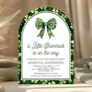 Little Shamrock Green Bow Arch Baby shower Kaart