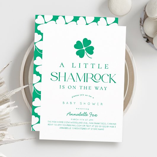 Little Shamrock Modern Baby Shower Kaart