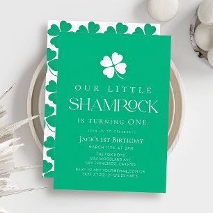 Little Shamrock Modern Groene Jongen 1e Verjaardag Kaart