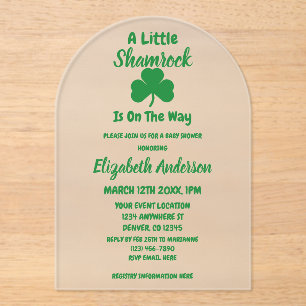 Little Shamrock St Patrick's Day Baby shower Acryl Uitnodigingen