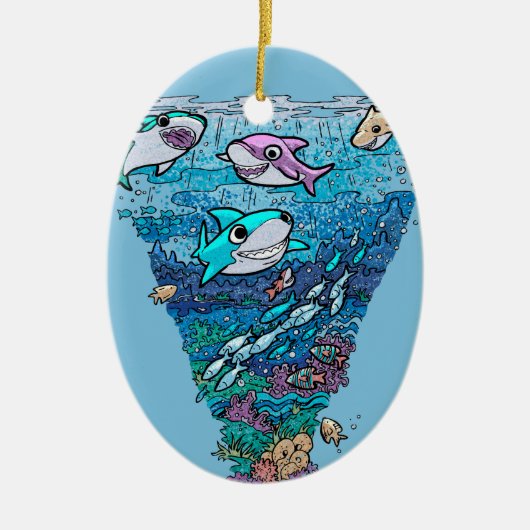 Little Shark Doodle Keramisch Ornament (Voorkant)