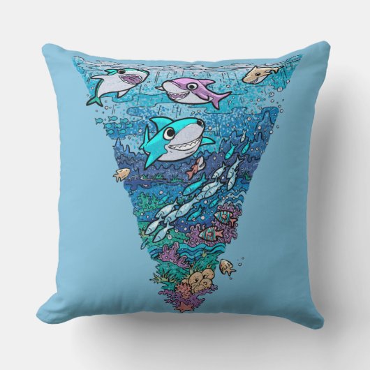 Little Shark Doodle Kussen (Voorkant)