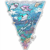 Little Shark Doodle Square Sticker (Voorkant)