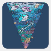 Little Shark Doodle Vierkante Sticker (Voorkant)