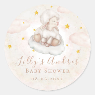 Little Sheep Lamb Dreamy stars Baby shower Ronde Sticker