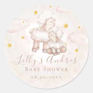 Little Sheep Lamb Dreamy stars Baby shower Ronde Sticker