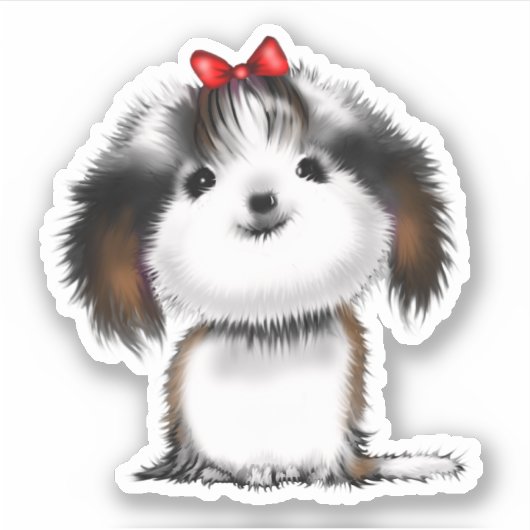 Little Shih-tzu Puppy Animated Illustration Sticker (Voorkant)
