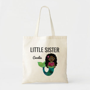 Little Sister African American Mermaid Faux Foil Tote Bag