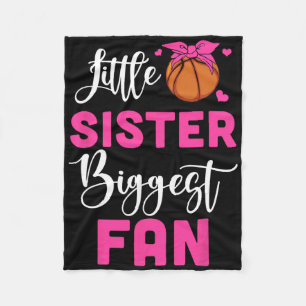 Little Sister Biggest Fan Bysketbyll Girl Fleece Deken