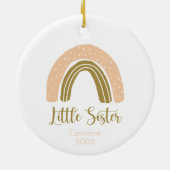 Little Sister Boho Rainbow Pink Gold gepersonalise Keramisch Ornament (Achterkant)