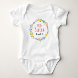 Little Sister Floral Wreath Baby Bodysuit