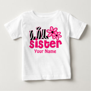 Little Sister Pink Zebra gepersonaliseerd Shirt
