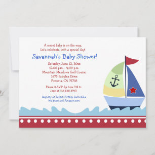 Little Skipper Sailboat 5x7 Baby shower Invitation Kaart