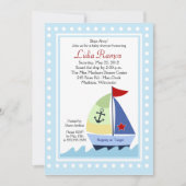 Little Skipper Sailboat 5x7 Baby shower Invitation Kaart (Voorkant)