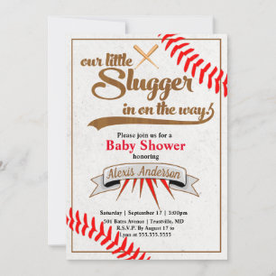 Little Slugger Baseball Baby shower Invitation Kaart