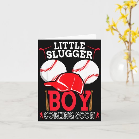 Little Slugger Boy Coming Soon Baby Announcement B Kaart (Gele Bloem)