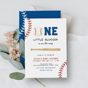 Little Slugger On The Way Honkbal Baby shower Kaart