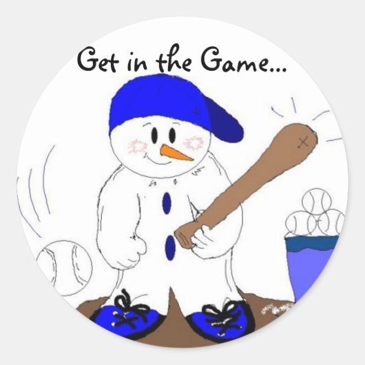 Little Slugger Snowman Ronde Sticker (Voorkant)