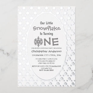 Little Snowflake 1st Birthday Folie Uitnodiging