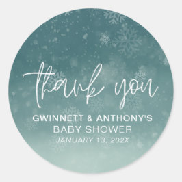 Little Snowflake Baby shower Bedankt Ronde Sticker
