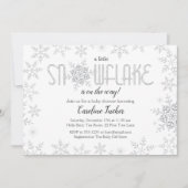 Little Snowflake Baby shower Grijs & Silver Glitte Kaart (Voorkant)