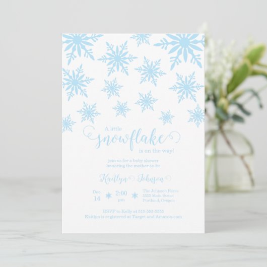 Little Snowflake Baby shower Kaart (Staand voorkant)