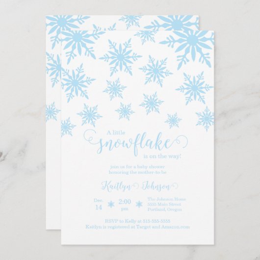 Little Snowflake Baby shower Kaart (Voorkant / Achterkant)