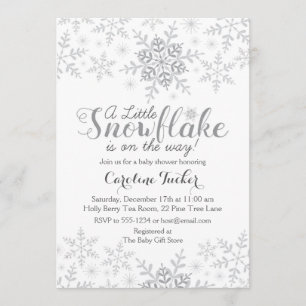 Little Snowflake Baby shower Silver Grey Kaart
