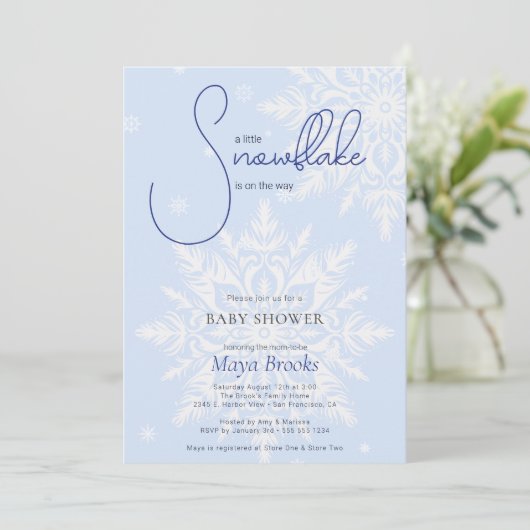Little Snowflake Blue Boy Baby shower Kaart (Staand voorkant)
