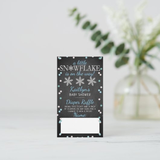 Little Snowflake Boys Winter Baby shower Diaper Informatiekaartje (Staand voorkant)