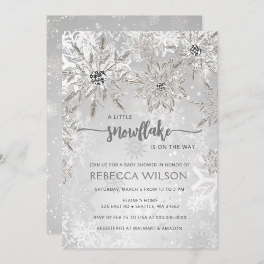 Little Snowflake is op weg naar het Baby shower Kaart (Voorkant / Achterkant)