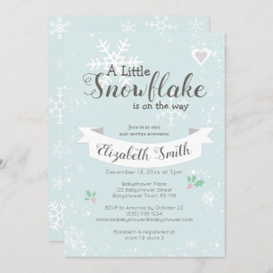Little snowflake on the way babyshower invitation kaart