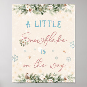 Little Snowflake on Way Winter Baby shower Poster
