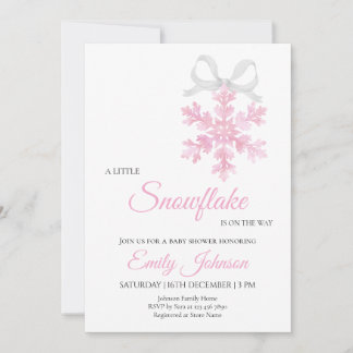 Little Snowflake Pink Girl Baby Shower Kaart