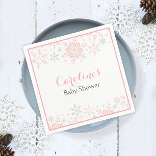 Little Snowflake Roze & Zilver Meisje Baby shower Servetten