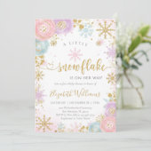 Little Snowflake Winter Baby Shower Invitation (Debout devant)