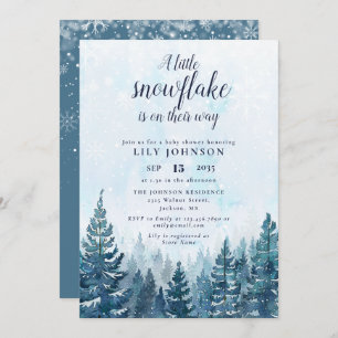 Little Snowflake Winter Forest Baby shower Kaart