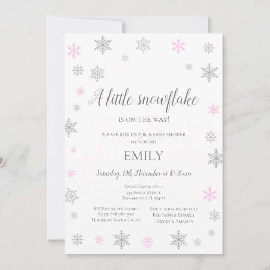 Little Snowflake Winter Invitation - Baby shower Kaart (Voorkant)