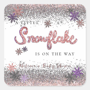 Little Snowflake Winter Meisje Baby shower Vierkante Sticker