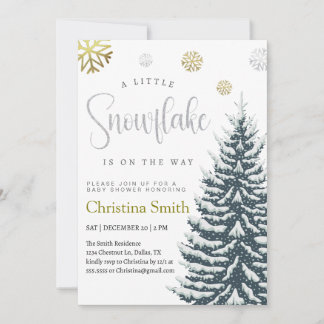 Little Snowflake Winter Wonderland Baby shower Kaart