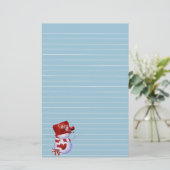 Little Snowman in Red Pet Briefpapier (Staand voorkant)