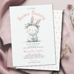 Little Sommige Konijntje Wildbloemen Baby Meisje D Kaart