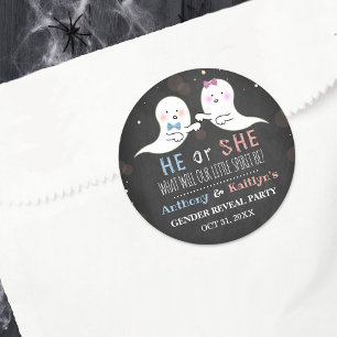 Little Spirit Halloween Ghosts Gender Reopenbaart Ronde Sticker