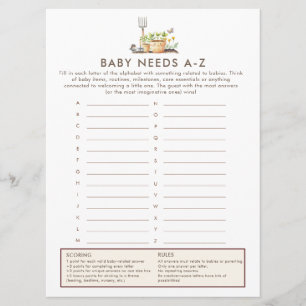 Little Sprout Baby Behoeften Spelkaart Baby Shower Kaart