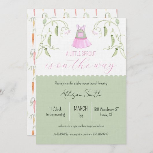 Little Sprout Baby Shower Invitation (Devant / Derrière)