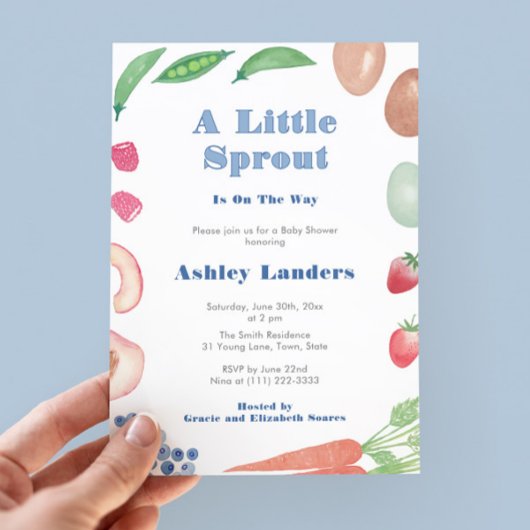 Little Sprout Farmers Market Baby Boy Shower Kaart