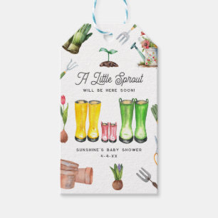 Little Sprout Tuinieren Baby shower Roze laarzen Cadeaulabel