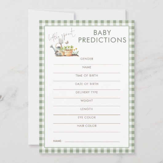Little Sprout Voorspellingsspel Baby Shower Kaart (Voorkant)