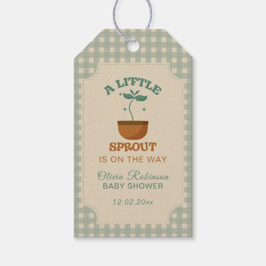 Little Sprouts Garden Party Baby shower Cadeaulabel (Voorkant)