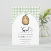Little Spud Baby shower Invitation Kaart (Staand voorkant)